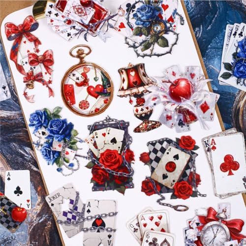 96-Piece Vintage Playing Card Stickers for Junk Journaling