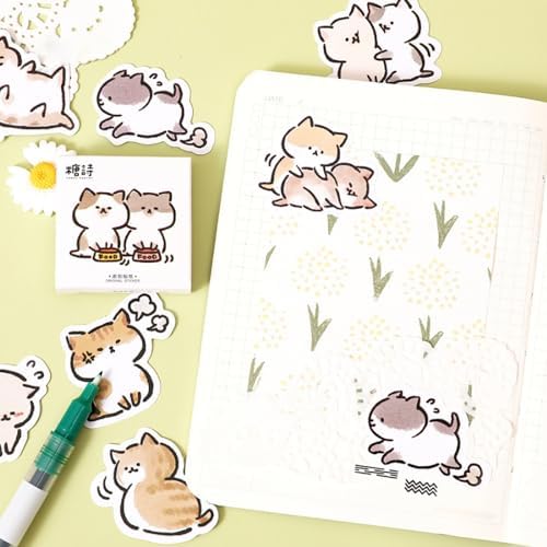 45pcs Cute Cat Stickers for Scrapbooking, Bullet Journal, DIY Decoration, Planners, Suitcase, Diary, Notebooks, Album, Laptop, Phone Cases, and Art Crafts