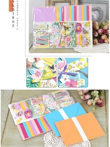 Huralona Greeting Card Making Supplier Envelope Kit Gift Anniversary Craft | Handmade DIY Card Kits 15 Cards 15 Envelopes and Dec Accessories for Birthday Thanksgiving Christmas Wedding Invitation