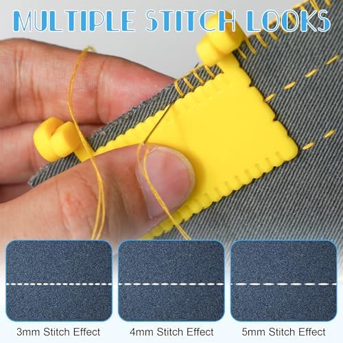 Edge Stitch Lock and Sewing Gauge, 2026 New Clip-On Sewing Ruler, 3mm 4mm 5mm Spacing, Quilting Template for Hand Sewing, Even Stitches for Beginners (3pcs White)