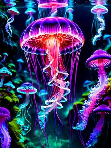 Zythron Diamond Art Kits for Adults,Glowing Jellyfish Diamond Painting Kits