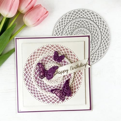 Cutting Dies Metal Stencils Scrapbooking Tools DIY Embossing Template for Paper Card Making Album Arts Crafts Supplies (Lace Circular Frame-12x12cm)