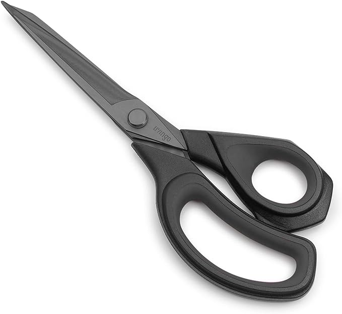 LIVINGO Fabric Scissors 8.5" Heavy Duty Sewing Shears Black | Titanium Coated Forged Steel, Sharp Precision Edge, Tailoring Clothing Leather Paper Projects