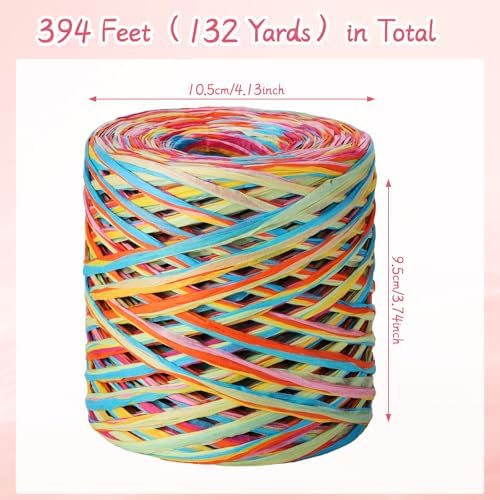 woric Colored Raffia Ribbon, 394 ft Paper 6 Colors Craft Ribbon