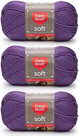Red Heart Soft Yarn for Crocheting and Knitting, Lavender, 3-Pack