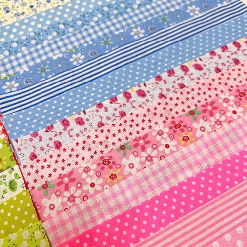 Cotton Fabric DIY Making Supplies Quilting Patchwork Fabric Fat Quarter Bundles DIY for Quilting Cotton Patchwork Cushions (red/Green, 9.8" x 9.8")