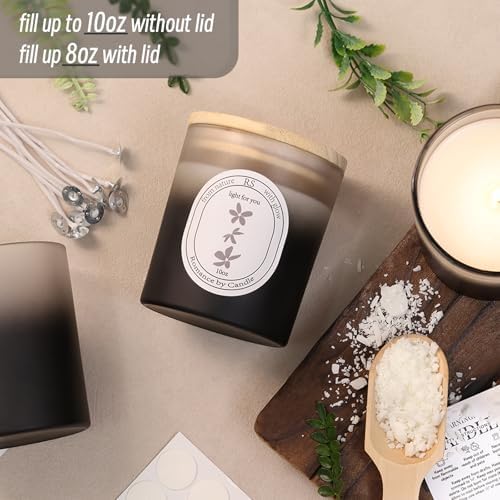 REISEN 12 Pcs 10oz Gradient Black Candle Jars for Candle Making Kit