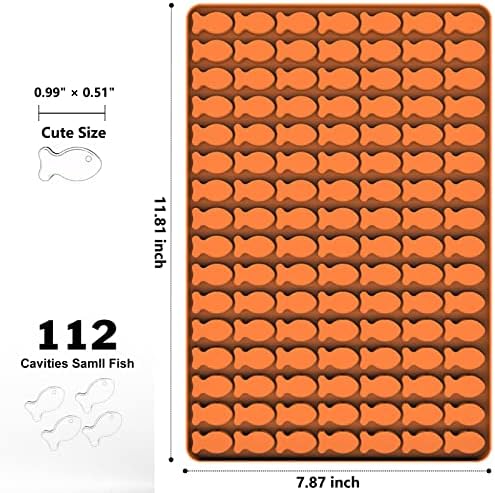 Cat Treat Molds, 112 Cavities Mini Fish Shape Silicone Mold