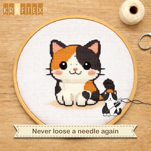 Kraftex Magnetic Needle Minder. Needleminder for Embroidery & Sewing. Cute Needlepoint Accessories. Magnetic Needle Holder for Cross Stitch. Cute Magnet Pin Gift