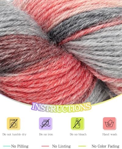 Katech Wool Yarn for Crocheting & Knitting, Sock Cashmere Yarn-Black Red