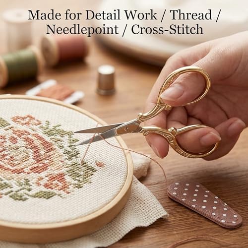 BIHRTC 3.6Inch Vintage Crochet Scissors Small Embroidery Sewing Handcraft