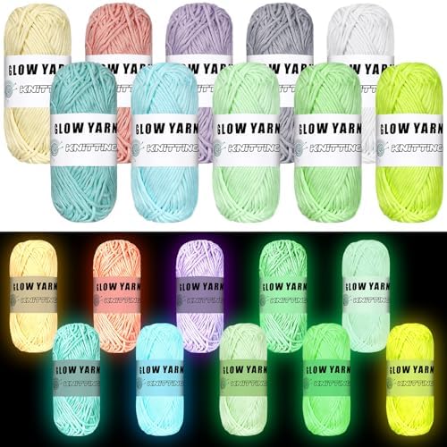 WILLBOND 10 Rolls Glow in The Dark Yarn for Crocheting, Fresh