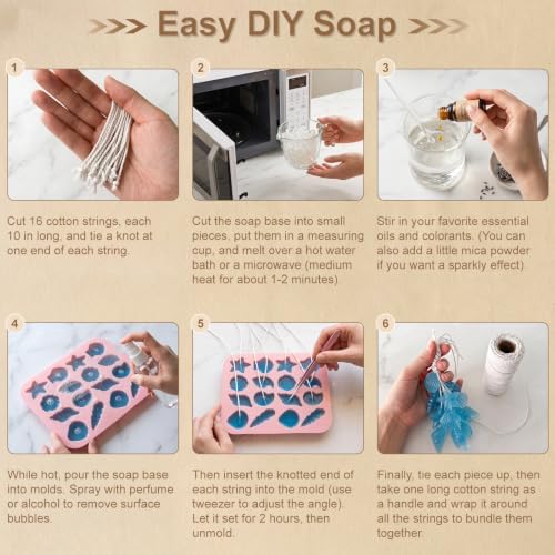 Silicone Shell Soap Mold Kit for DIY Soap Making, with Cotton Rope, Bow Ribbons, Tweezers, Reusable Soap Making Supplies for Crafts, Gifts & Beginners