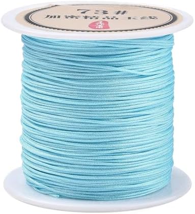 Nylon String for Bracelets, 0.6mm Nylon Cord Nylon Beading Thread 43 Yards Friendship Bracelet String Chinese Knotting Cord for Kumihimo Necklaces Tassels Jewelry Crafts (Cyan)