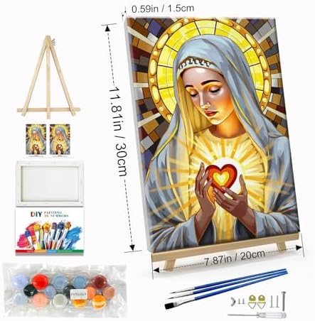 JOOZ 5D Virgin Mary Paint by Numbers Kit for Adults with Frame, 8x12 Inch
