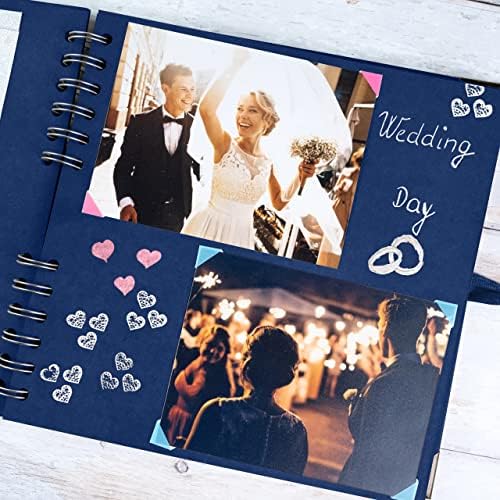 Bstorify Square Scrapbook Photo Albums 8 x 8 Inch Blue Hardcover with Ribbon Closure - Ideal for Scrapbooking, Art & Craft Projects | Hardcover with Thick Kraft Paper, Ideal for Your Scrapbooking Albums, Art & Craft Projects (Blue, 8 x 8 Inch)