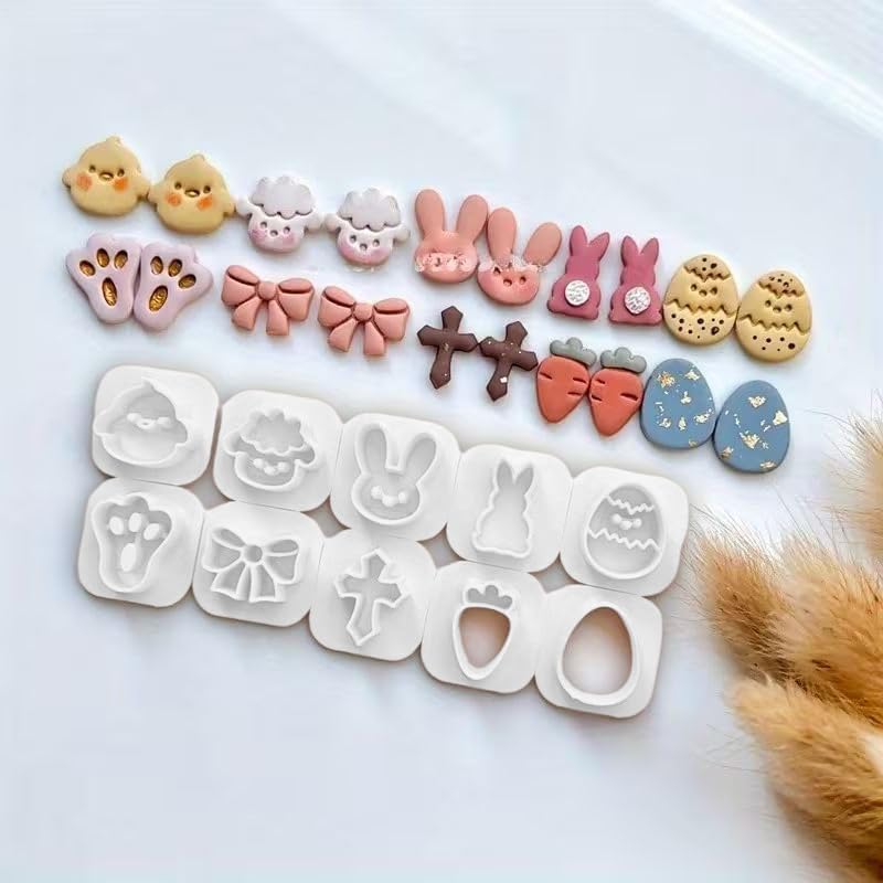 10Pcs Farm Easter Polymer Clay Cutters,