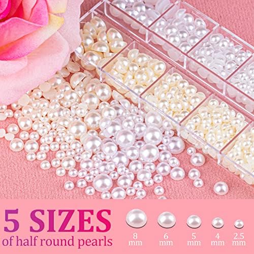 Belleboost Flat Back Pearls for Crafting Pearls for Nails (White Beige)