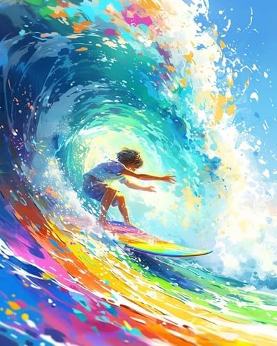 Possoco Paint by Numbers Kit for Adults Beginner & Kids Age 8-12, Colorful Easy Adult Paint by Number Kits on Canvas, DIY Acrylic Watercolor Oil Painting by Number for Teens for Home Decor 16x20 Inch