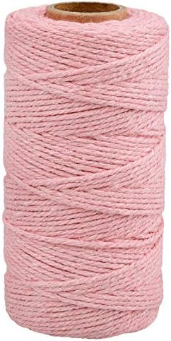 jijAcraft Pink Twine String, 328 Feet Valentine's Day Bakers Twine String, 2MM Heavy Duty Packing String for Valentine's Day DIY Crafts, Present Decoration, Gift Wrapping, Craft Wrapping