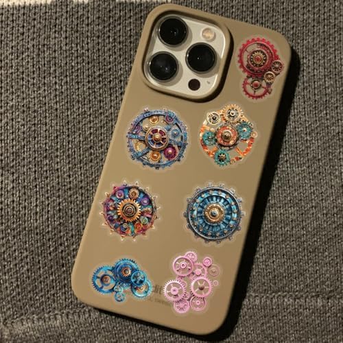 50PCS Steampunk Gear Stickers – Vintage Mechanical Clockwork Transparent Scrapbooking Stickers for Journaling, Resin Crafts, Laptop, Gift Decoration, Retro Industrial Punk Aesthetic