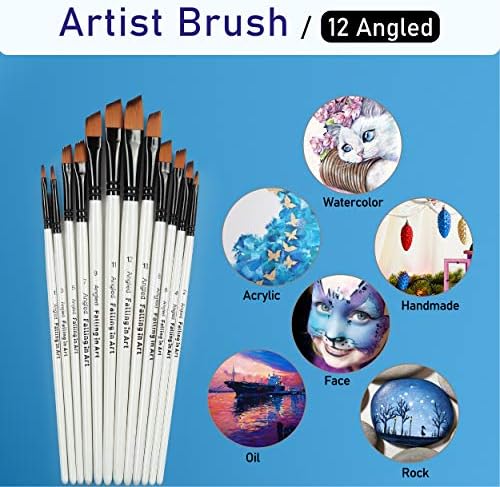 Falling in Art 12 PCS Professional Angled Paint Brushes Set