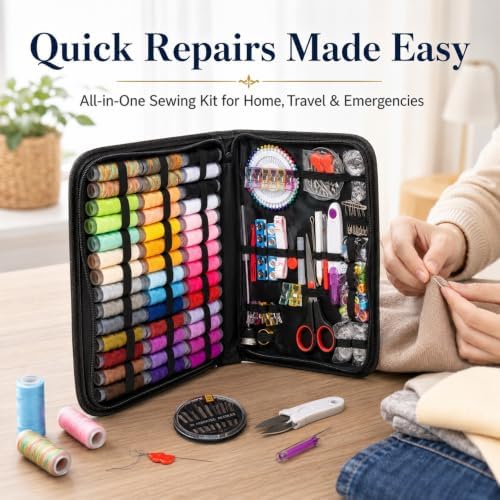 LEIYULY Sewing Kit for Adults, Needle and Thread Kit (203 PCS Black)