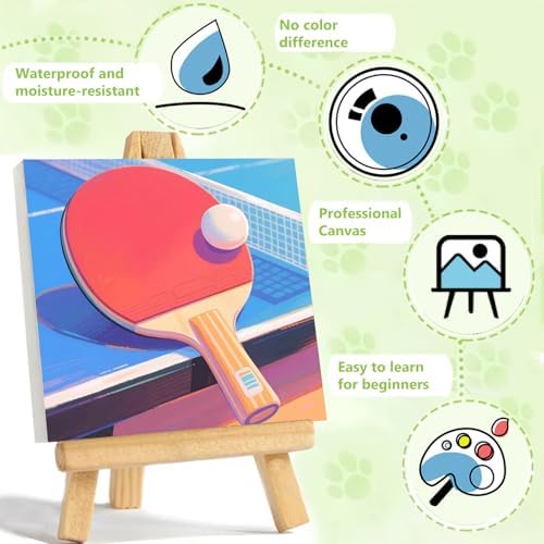 Reivworl Table Paint by Numbers Kit for Kids with Frame 8×8 inch