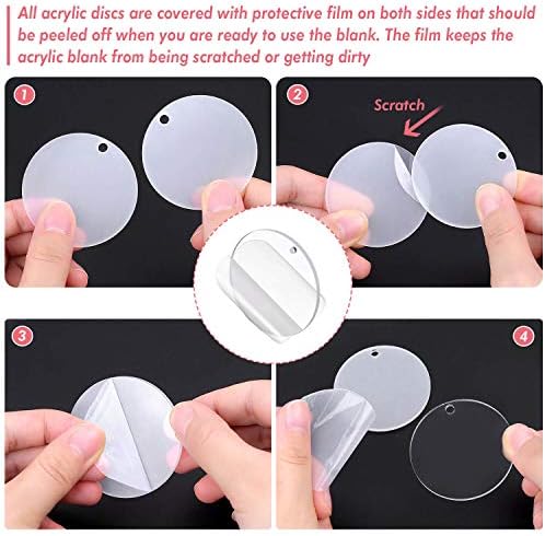 Audab Acrylic Keychain Blanks Kit - 120pcs Including Clear Acrylic Blanks, Keychain Tassels, Key Rings, Jump Rings for DIY Key Chain Vinyl Crafting