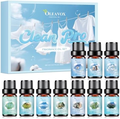 Clean Fragrance Oils Set for Diffuser, Essential Oils for Laundry