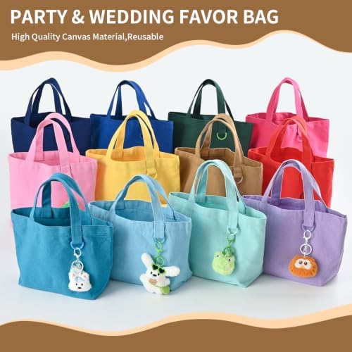 1 | 12 | 24 Pack Small Canvas Tote Bags, Mini Tote Bags Bulk for Women, DIY Blank Reusable Cute Sublimation Tote Bag