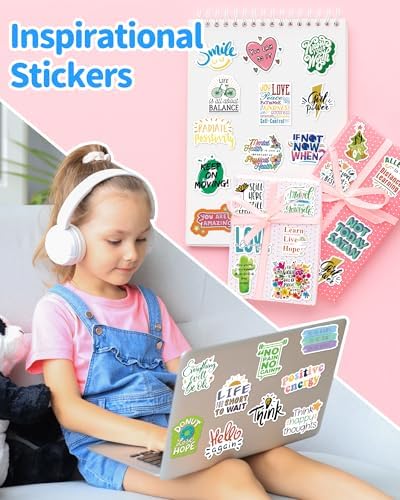 300 PCS Inspirational Stickers for Adults, Scrapbook Vision Board Supplies | Motivational Stickers for Water Bottles Laptop, Positive Mental Health Quote Vinyl Stickers for Teens Kids Teachers Students