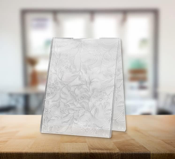 ALIBBON Flower Leaves Background Plastic Embossing Folders for Card Making, Vine Background Embossing Folders for DIY Scrapbooking, Lace Leaves Template Folders for Paper Craft Photo Album Decorations