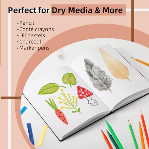 TX Liteart 9" x 12" Hardcover Sketchbook, Acid Free, 120GSM, 220 Pages, 3PK | 3 Pack, 110 Sheets Each, Hardbound, Compatible With Pencils, Charcoal, Colored Pencils, Gel Pens And Acrylic Markers