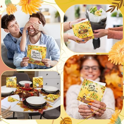 Saillong 12 Pack Sunflower Diamond Painting Greeting Card Kits DIY Diamond Art Cards with Envelopes Summer Flowers Gnome 5D Rhinestones Painting Card for Adults DIY Crafts Family Friend Birthday Gifts