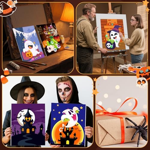 Harloon 36 Pcs Afro Queen Pre Drawn Canvas 8x10,Funny Halloween