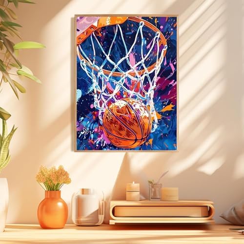 Basketball Diamond Art Kits for Adults, Diamond Painting Kits 12x16 Inch | Diamond Painting Kits for Adults Beginners, Gem Art, 5D Full Drill, DIY Arts and Crafts for Gift Home or Decor