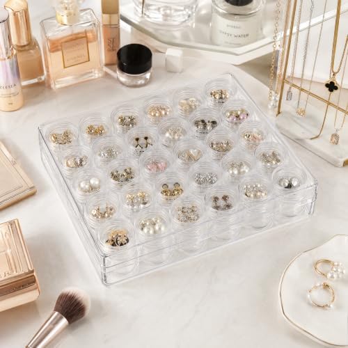 BigOtters 30 Grids Diamond Painting Storage Containers, Portable Bead Art Organizer Case with Lids for Crafts, Jewelry DIY