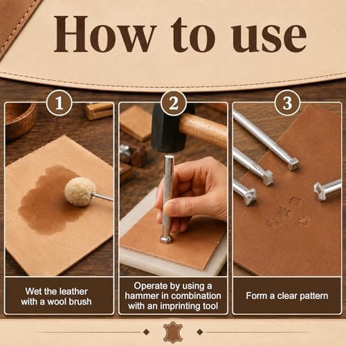 4Pcs Leather Stamps, Metal Embossing Stamping Tools for Craft Working