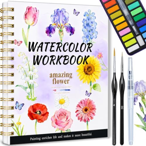 Watercolor Workbook for Beginner, Geirvte 14 Guided Flower Painting Project