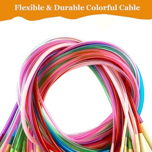 Mdoker 18 Pairs Bamboo Knitting Needles Set Circular Wooden Knitting Needles with Colorful Plastic Cable Size 2mm-10mm,Knitting Needle for DIY Craft(80cm/32inch)