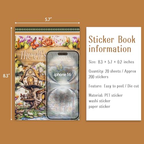 Dizdkizd Pre-Cut Cottage Core Sticker for Journaling, Elf Fairy PET and Paper Materials Vintage Ephemera Collage Book, Cute Bullet Journal Decals Scrapbook Supplies