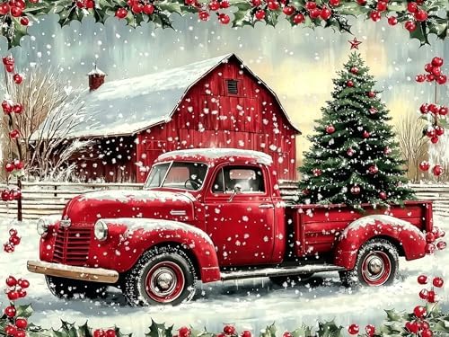ijbnhd Christmas Red Truck Diamond Art Kits for Adults
