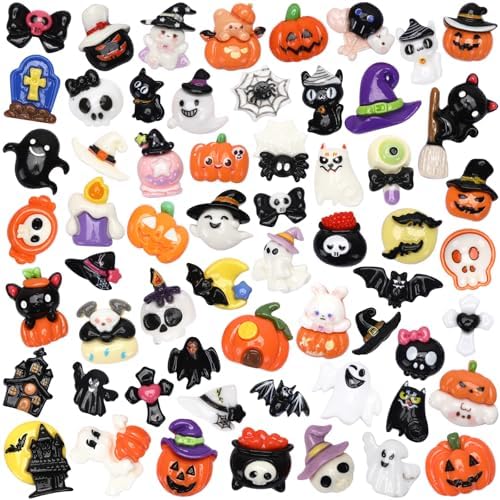 60Pcs Halloween Flatback Resin Charms for Slime Crafts Phone Cases