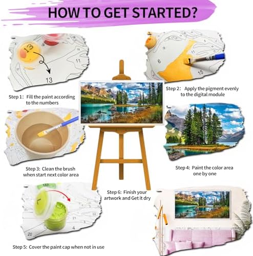 YALKIN Paint by Number for Adult Kits, DIY Landscape Lake Oil Acrylic Painting Kits for Adults Beginners on Canvas for Home Wall Decor Gifts 40x90CM/15.8x35.4in (No Frame)