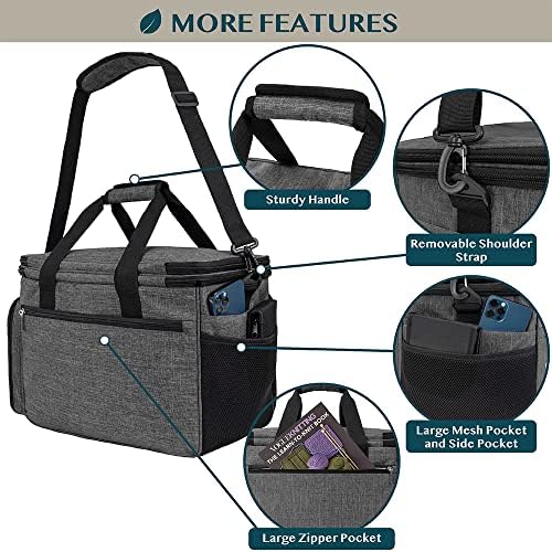 PAVILIA Knitting Yarn Storage Bag Crochet Organizer for Knitter, Dark Grey