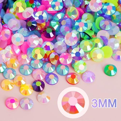 Canvalite 18000PCS Nail Rhinestones for Crafting, Multicolor 3mm Flatback Rainbow Gems, Bedazzling Crystal with 4Pcs 2.5g Jewelry Glue for DIY Crafts Clothing Shoes Nail Art,Stocking Stuffers Gifts
