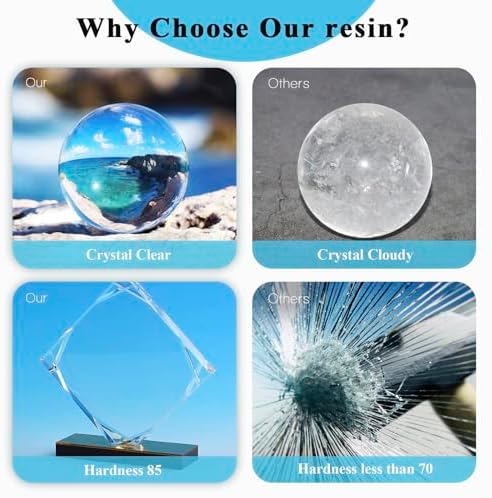 Epoxy Resin, 32OZ Epoxy Resin Crystal Clear, Not-Yellowing No-Bubble, Self Leveling Easy Pour/Mix 1:1 Casting Kit & Coating for DIY Jewelry Making, Art Resina Clear Crafts, Molds, River Tables