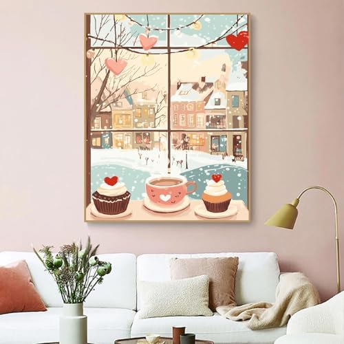 ZRIZQ Paint by Numbers Kit for Adults Beginner,Winter Landscape,16x20