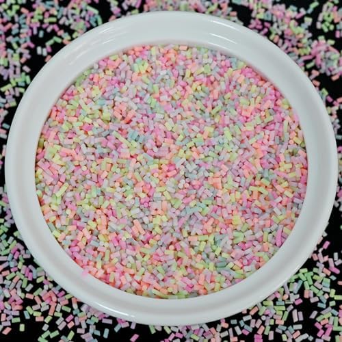 LIKETURE Fake Sprinkles 110G Non-edible Polymer Clay Sprinkles Fake Candy Sprinkles Slime Sprinkles Faux Sprinkles for Resin Slime Add Ins Plastic Sprinkle Nail Art Shaker Card Filler (Rose)